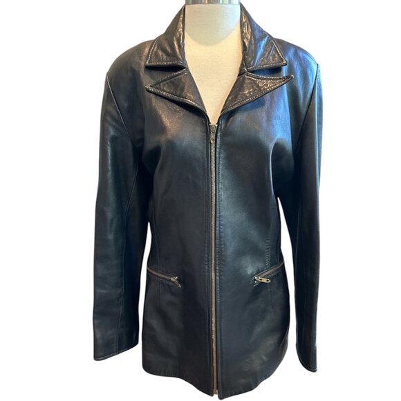 Vintage Black Leather Blazer Style Jacket - Picture 2 of 16